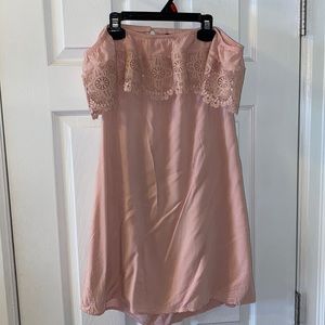 Pink off the shoulder, open back sun dress